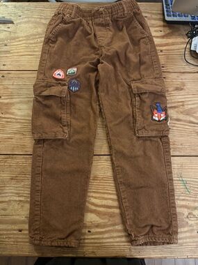H&M Rust Brown Corduroy Kids Pants with Patch Detail